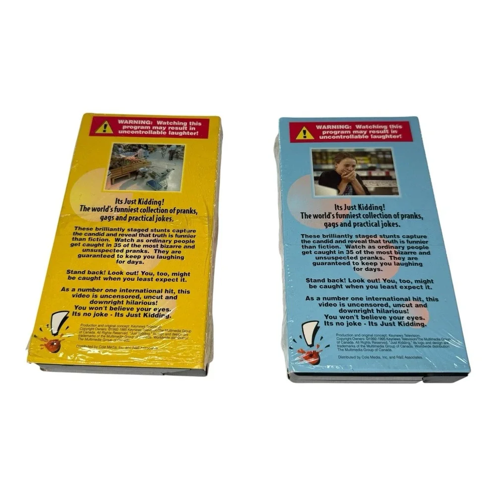 Just Kidding Vol 1 & 2 VHS Tape Lot Prank Comedy Keynews Television